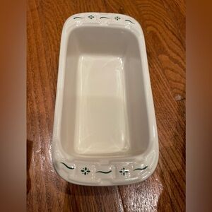 Longaberger Pottery ceramic 1 Pint Small Loaf Pan Classic Woven Green USA